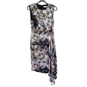 Adam Lippes Collection Floral Print Sleeveless Side Drape Dress Women's Size 8